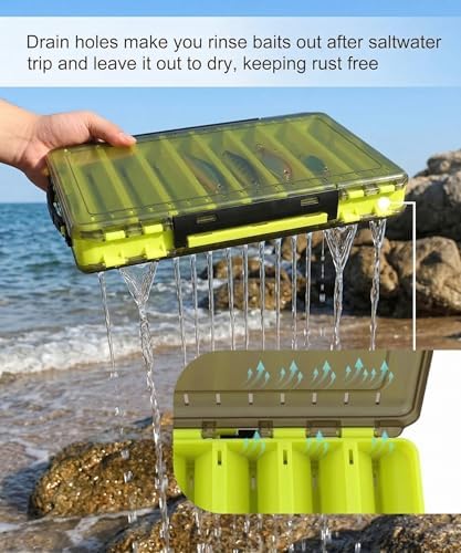 Fishing Tackle Boxes Lure Organizer: 2 Packs Hard Bait Storage Box - Double Sided Fishing Lure Case with 14 Compartments Container (White, L) - Image 4
