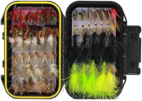 Croch 60pcs Fly Fishing Dry Flies Wet Flies Assortment Kit with Waterproof Fly Box for Trout Fishing by Unknown