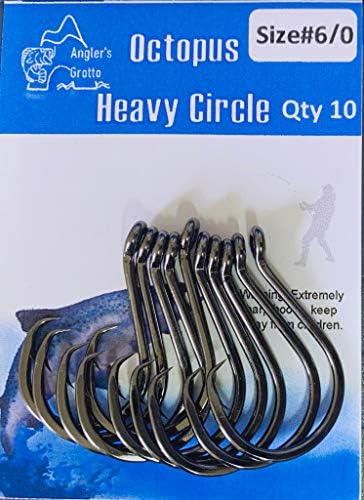 Angler's Grotto Heavy Octopus Short Shank Offset Circle Hook | 10/25/50 Count Per Pack | Freshwater Saltwater Fishing Hooks | 4X Strong High Carbon Steel | Size #1/0,#2/0,#3/0,#4/0,#5/0,#6/0,#7/0,#8/0,#9/0,#10/0 - Image 2