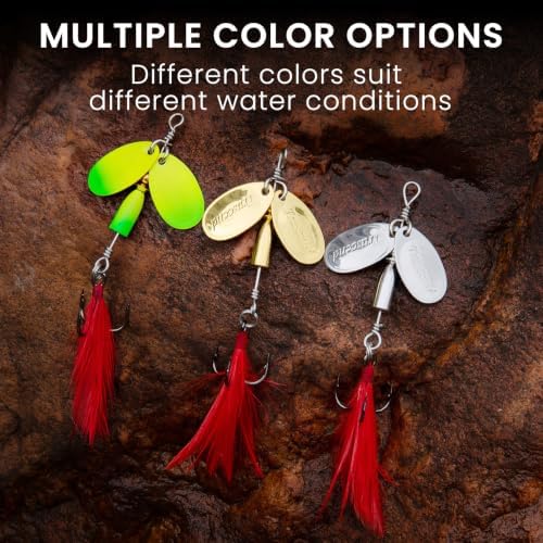 TRUSCEND Swim or Jig Fishing Spinner Baits for Freshwater and Saltwater, Rooster Tail Fishing Lures for Trout Bass Walleye Crappie Salmon Pike, Blade Bait with Copper Blade - Image 5