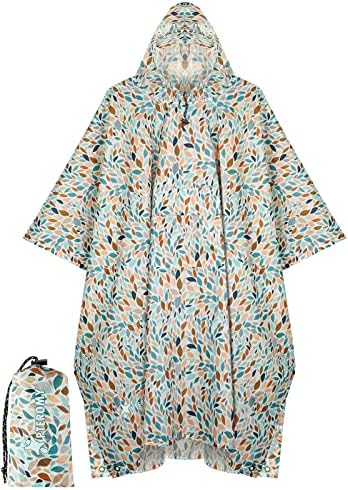 PTEROMY Hooded Rain Poncho for Adults, Reusable Waterproof Raincoat by PTEROMY