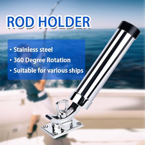 Made Set of 2 Fishing Rod Holder, 316 Stainless Steel Adjustable Fishing Pole Holder, Marine Deck Mount Trolling Rod Holder for Boat Ship Yacht - Image 5