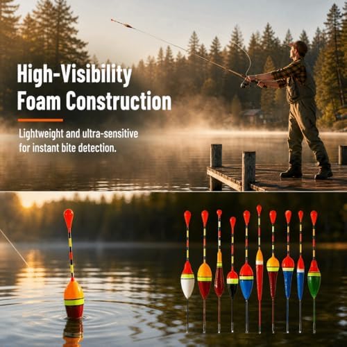 Oval Spring Slip Floats with Foam, Bobber Stopper Spring Stick Slip for Trout, Bass, Catfish, Carp, Lake and General Float Fishing Tackle Use - Image 4
