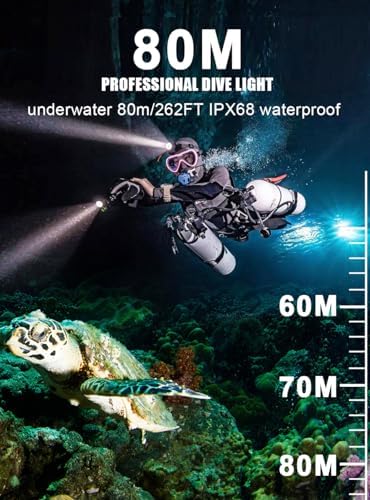 Diving Headlamp Scuba Dive Light - PFSN 3IN1 Dive Headlight 1200 Lumens, IP68 Waterproof 80m Underwater Headlamp for Diving, Diving Flashlight Best for Diver (Included 2X Rechargeable Batteries) - Image 3
