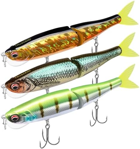 TRUSCEND Swimmax Easy Catch Fishing Lures with BKK Hooks, Wiggling, Vibrating, Rattling and Gurgling for More Bites, Heavy-Duty Dyneema Fiber Jointed Swimbaits for Bass, Trout, Crappie, Walleye, Pike by TRUSCEND