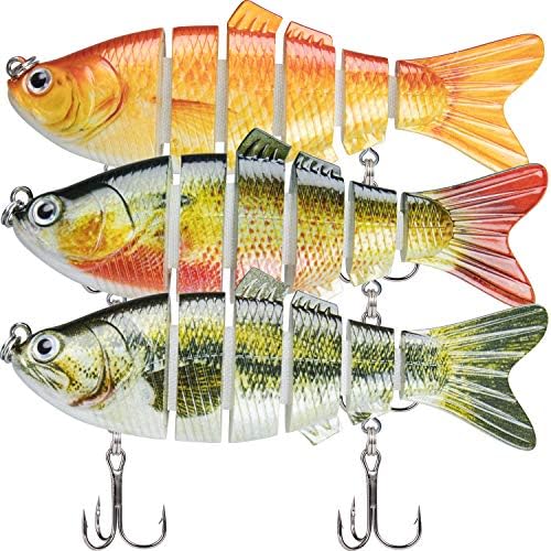 TRUSCEND Swimmax Easy Catch Fishing Lures with BKK Hooks, Wiggling, Vibrating, Rattling and Gurgling for More Bites, Heavy-Duty Dyneema Fiber Jointed Swimbaits for Bass, Trout, Crappie, Walleye, Pike by TRUSCEND