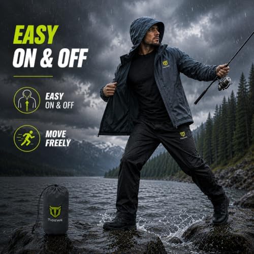 TIDEWE Rain Suit for Men, Waterproof Lightweight 2-Piece Rain Gear - Image 3