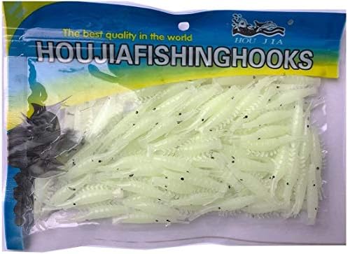 100 Pcs 4.8cm Soft Lure Baits Shrimps Fishing Lures, Luminous Green Soft Shrimp Bait, Scented Micro Bait for Trout Bass Crappie, Fish Gears Worms Glow Shrimps - Image 2