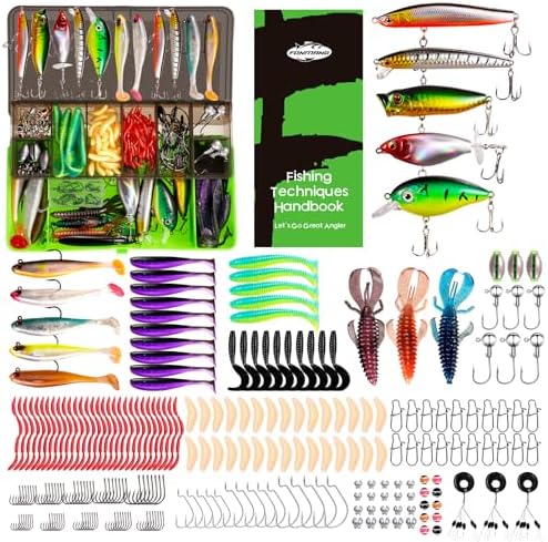 FONMANG Fishing Lures - Fishing Tackle kit with Fishing Spoons, Swim Bait, Jerk baits, Lure & Fishing Accessories, Bass Fishing Kit Also for Trout, Bluegill, Small Fishing Tackle Box for Freshwater by FONMANG