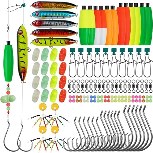 SILANON Catfish Rig Tackle Making Kit, Catfishing Tackle Accessories with Catfish Floats Catfish Hooks Swivels Fishing Rattles Bells Beads Bobber Stoppers Catfishing Gear Equipment by SILANON