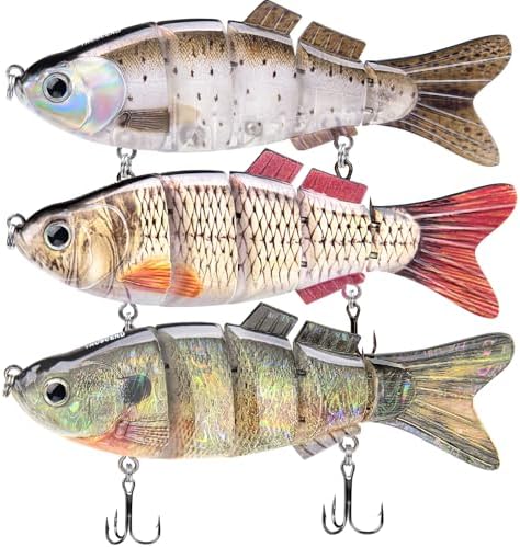 TRUSCEND Swimmax Easy Catch Fishing Lures with BKK Hooks, Wiggling, Vibrating, Rattling and Gurgling for More Bite, Heavy-Duty Dyneema Fiber Jointed Swimbaits for Bass, Trout, Walleye, Crappie, Pike by TRUSCEND
