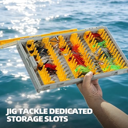 RUNCL 3700 Jig Tackle Storage, Waterproof Floating Lure Storage Box with Adjustable Dividers, Clear Rust-Proof Utility Tray for Terminal Tackle, Hooks and Sinkers - Image 7