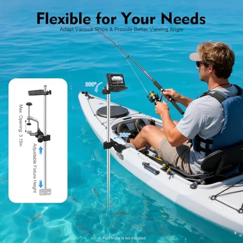 Portable Transducer Bracket Fish Finder Mount,Aluminum Alloy Fishfinder Transducer Bracket,360° Adjustable Rotatable Fish Finder Mount for Boat,Canoe,Kayak - Image 5