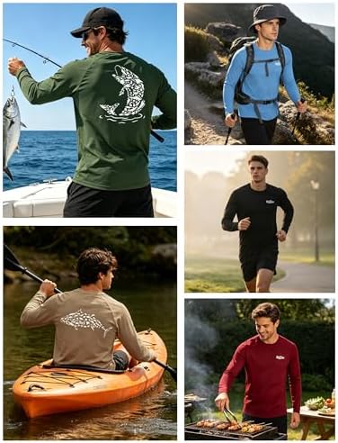 Men's Fishing Shirt Long Sleeve, UPF50+ UV Protection Sun Shirts, Quick Dry Graphic T Shirt for Running Hiking - Image 6