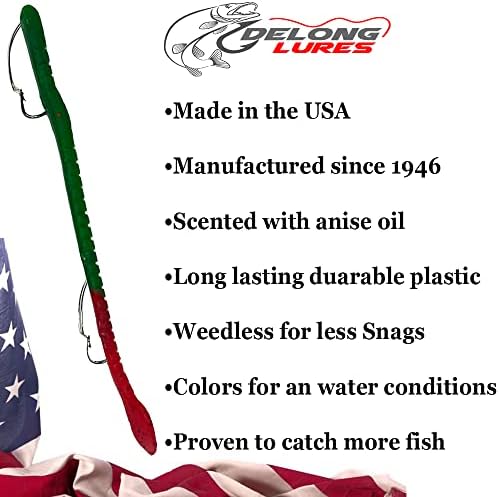 Delong Lures Fishing Lures Bass Set, 10" Pre-Rigged Weedless Swim Bait, Twister Tail Bass Fishing Lures, Extra Durable Soft Plastic Baits for Freshwater - 5 pcs Bass Baits and Lures Pack, Made in USA - Image 3