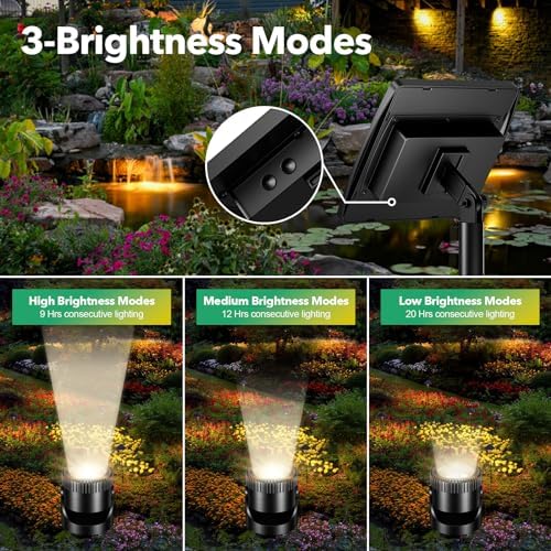 POPOSOAP 3-in-1 Solar Pond Lights, Warm White Underwater Pond Lights, IP68 Waterproof LED Fountain Lights for for Pond, Fountain, Pool Waterfall Decoration Garden Patio (3 Lights)-P63H - Image 6