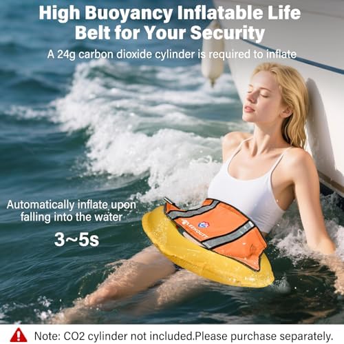 Manual Inflatable Belt Pack（with Reflective Sheet） Water Sports Waist Belt PFD for SUP Paddleboarding Kayaking Fishing Boating （fit 80-330 lbs） - Image 6