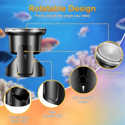 POPOSOAP LED Underwater Pond Lights 6-Head, IP68 Waterproof Pond Lights with Timer, 90° Rotatable Design & Gravity Base Fountain Lights for Pond Fountain Waterfall Aquarium Pool -P66HZ - Image 5