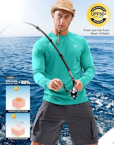Men's Sun Protection Swim Long Sleeve UPF 50+ Rash Guard Lightweight Shirts - Image 5