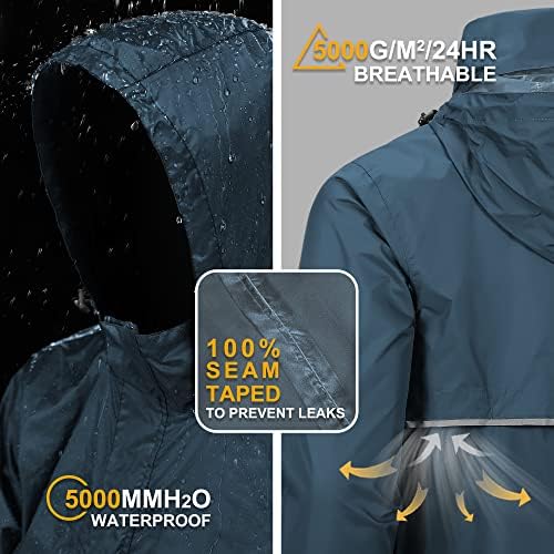 Outdoor Ventures Men's Rain Jacket Waterproof Lightweight Packable Pullover - Image 2