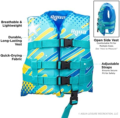 Aqua Oceans 7 Life Jacket for Kids - US Coast Guard Approved Life Vest for Infant, Child & Youth Boys and Girls, Open-Side PFD for Boating, Swimming & Water Sports - Image 2