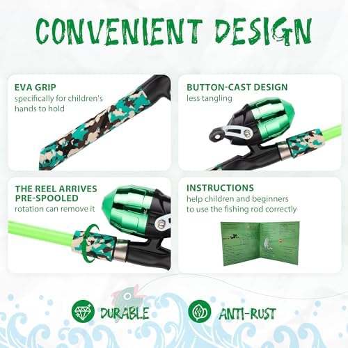WIDDEN Kids Fishing Pole with Reel Beginner Kit for Boys Girls Ages 3-12 - Image 4