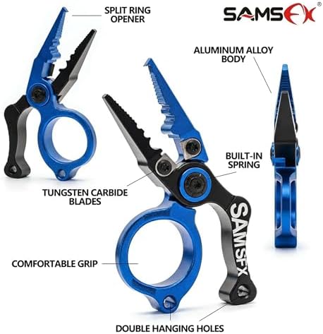SAMSFX Mini Fishing Pliers with Fly Fishing Zinger Retractor, Fish Hook Remover Tool, Split Ring Pliers for Saltwater & Freshwater, Tungsten Carbide Cutters, Fishing Gear Gift for Anglers - Image 3