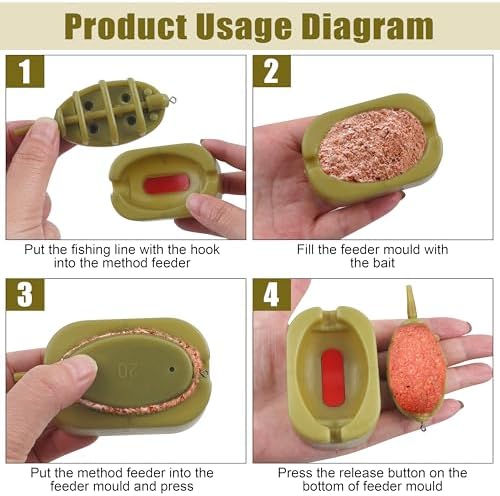 Carp Fishing Method Feeders Set 4 Inline Method Feeders with 1 Quick Release - Image 6