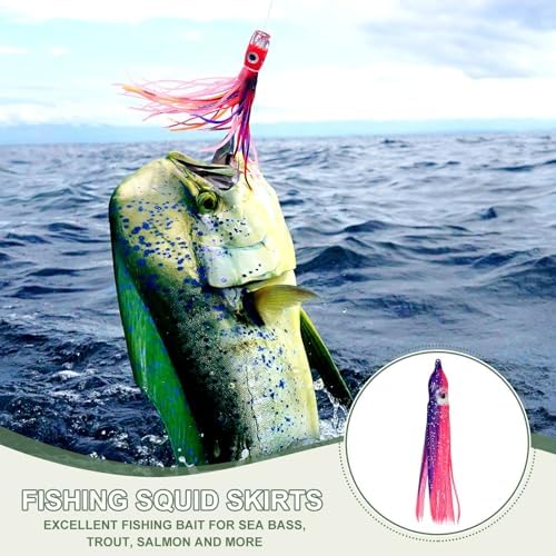 Fishing Squid Skirts, Glow Soft Plastic Trolling Lures Luminous -Fitting for (Bass/Trout/Salmon/Saltwater/Fishing Bait) - Image 5