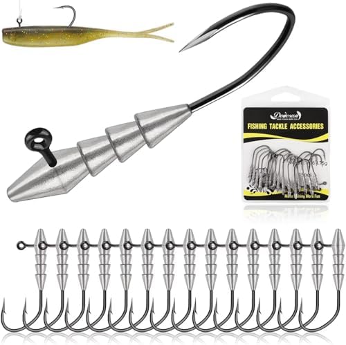 Dovesun 15PCS Hover Rig Jighead Swimbait Jig Heads for Bass Fishing Bass Hooks 1/0 3/0 5/0 Hover Strolling Rig Kit Fishing Jig Heads 1/16OZ 1/8OZ 1/4OZ by Dovesun