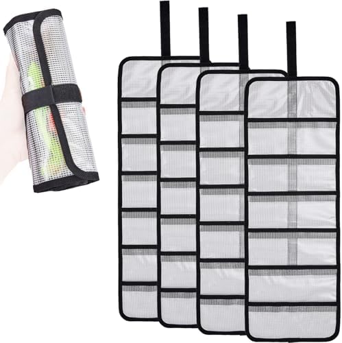 Roll Up Fishing Lure Wraps Set-Durable Lure Bag 6 Pocket PVC Protective Cover Saltwater Hook Covers Fabric Lure Protector Trolling Lure Tackle Box by MOPHOEXII