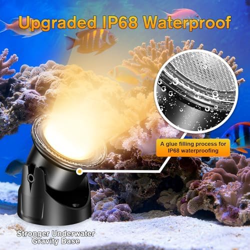 POPOSOAP LED Underwater Pond Lights 6-Head, IP68 Waterproof Pond Lights with Timer, 90° Rotatable Design & Gravity Base Fountain Lights for Pond Fountain Waterfall Aquarium Pool -P66HZ - Image 3
