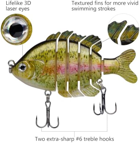 BASSDASH SwimPanfish Multi Jointed Bluegill Bass Fishing Lure Swimbaits - Image 4