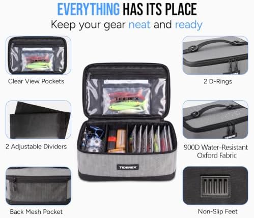 Fishing Tackle Bag with 20 DIY Soft Plastic Bait Bags, Gray - Image 2