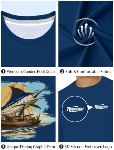 Men's UPF 50+ Sun Fishing Shirt, Long Sleeve UV Protection Tee, Quick Dry Rash Guard for Outdoor Swim Hiking - Image 5