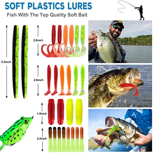 PLUSINNO Fishing Lures Fishing Tackle Box Fishing Gifts for Men, Bass, Trout Fishing Accessories Kit for Saltwater & Freshwater Fishing Gear Including Topwater Lures, Hooks, Spinnerbaits - Image 4