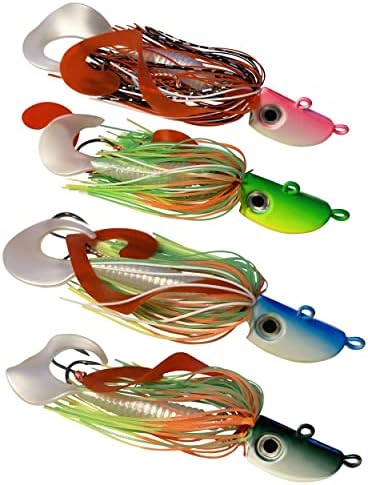 4 Bearded Bucktail Saltwater Octopus Jigs by Aceanic