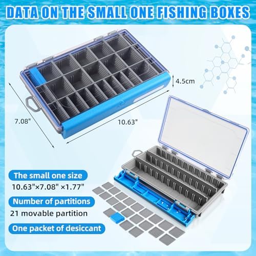 Junkin 6 Pack 3600 Fishing Tackle Boxes Waterproof, High-vis Blue Lure Organizer Trays with Removable Dividers, Airtight Bait Storage Case for Bass Fishing Backpacks & Kayak Gear Accessories - Image 2