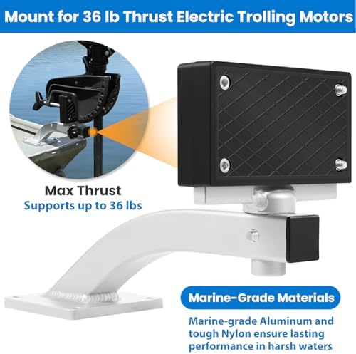 Universal 90 Degree Adjustable Trolling Motor Bracket for Clamp-on Electric Motors Deck Mount, Marine Aluminum & Nylon, Holds Up to 36lbs Thrust, Easy Screw Mount for Kayak Canoe Small Boat - Image 4