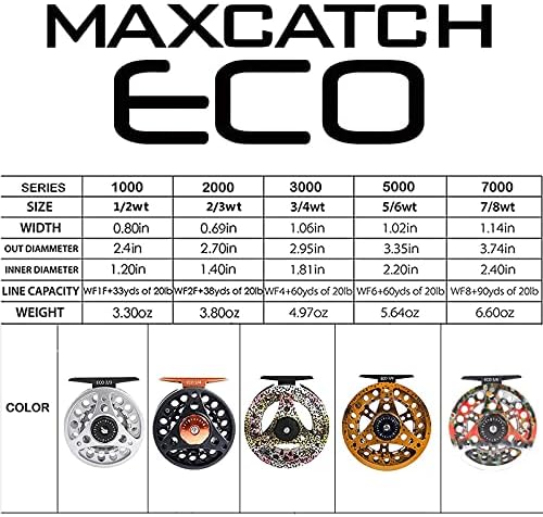 M MAXIMUMCATCH Maxcatch ECO Large Arbor Fly Fishing Reel (3/4wt 5/6wt 7/8wt) and Pre-Loaded Fly Reel with Line Combo - Image 5