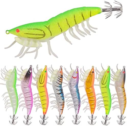 Luminous Squid Jigs Fishing Squid Lure Wooden Squid Bait Fishing Lure Octopus Lure with The Glow Legs for Saltwater Fishing - 8PCS/Bag - Image 2