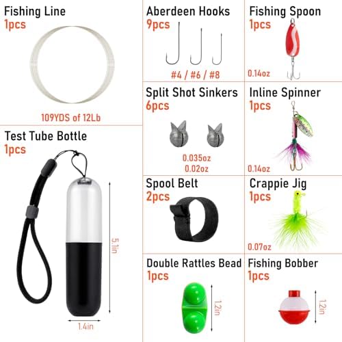 Dr.Fish 25pk Pocket Reel Survival Fishing Kit Line Jig Spoon Spinner Bait - Image 2