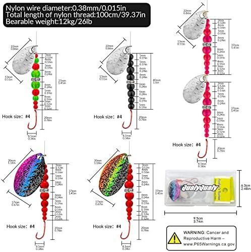QualyQualy Fishing Lure Rig Spinnerbait, Walleye Rig Spinner Blades for Lure Making Freshwater Saltwater Fishing Bait Rig - Image 5