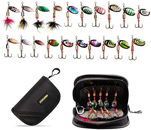 KINGFOREST 10-12-20pcs Fishing Lures Spinnerbait for Bass Trout Salmon Walleye Hard Metal Spinner Baits Kit with Tackle Box - Image 3