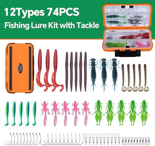 Clearance Bionics-Designed Durable Soft Plastic Fishing Lures Kit with Bonus Accessories, 3/4/5/6 Inch, 9-Type Lifelike Swimbaits in One Gear Set Included Tackle Box for Bass - Image 3