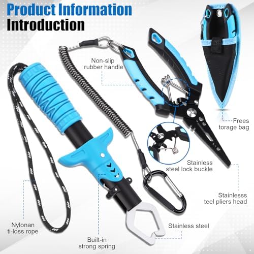 RoundFunny 13 Pcs Fishing Tool Kit, Fishing Pliers with Lanyard - Image 4
