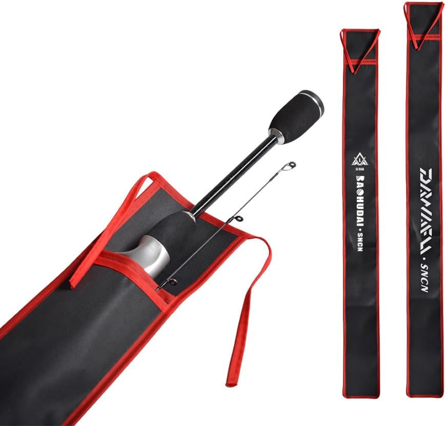 2 Pack Fishing Rod Bag 47'' 55 Inch Portable Folding Fishing Rod Case Compact Fishing Pole Sleeves Socks Protective Cover for 6’6” Spinning Fishing Rods 7’6” Lightning Rod Casting Rod by SquEqu