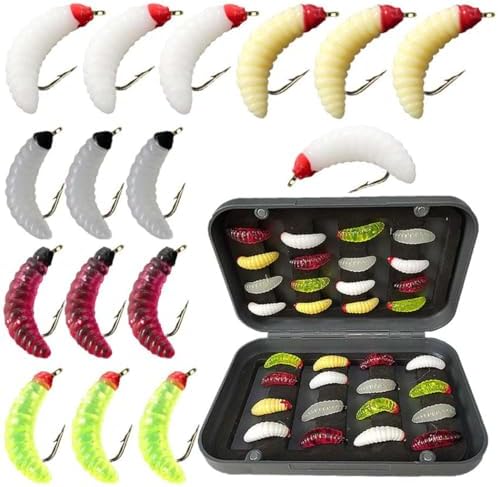 24Pcs Fly Fishing Flies Trout Lures Fishing Tackle Fly Fishing Flies with Boxed Trout Bass Artificial Fish Bait by Qievcrme
