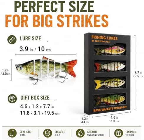 VOOGLASS 4PCS Fishing Lures Kit Hard Baits for Bass Pike Walleye - Image 2