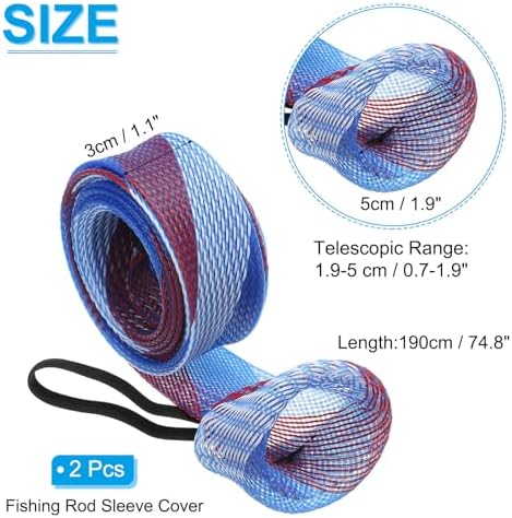 PATIKIL Rod Sock, Fishing Rod Sleeve Cover Braided Mesh Pole Protector Gloves Fishing Tools Pointed End for Spinning Fishing Rod Fly Rod Ice Rod Casting Rod - Image 2